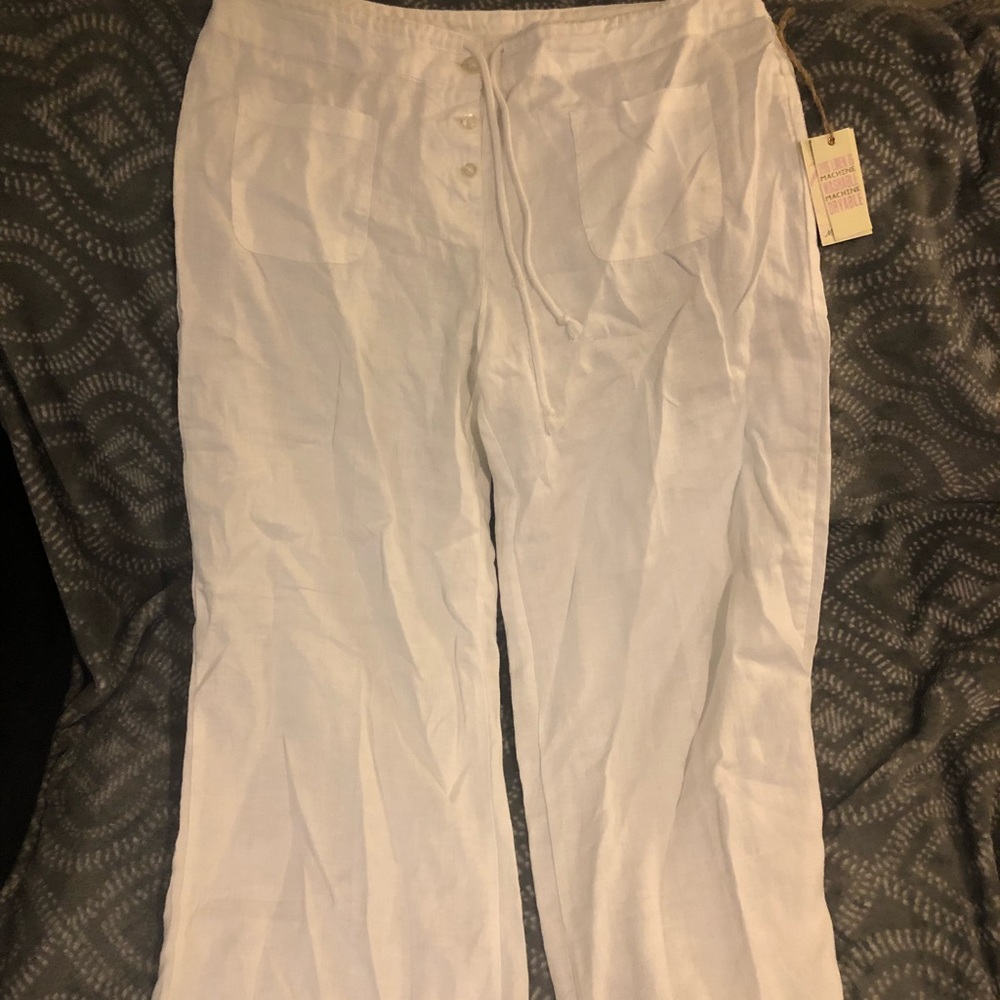 Brand new white Margaritaville cotton linen pants